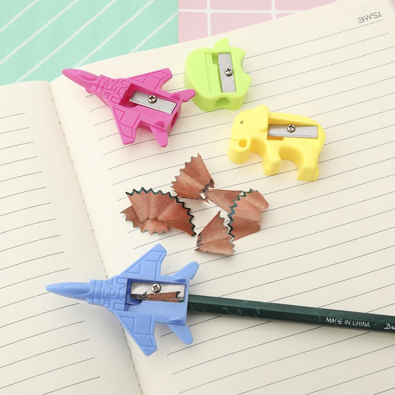 X Hot Popcorn 50 Pcs Pencil Sharpeners Bulk Cartoon Animal Shaped Small Pencil Sharpeners Bulk Plastic Single Hole Manual Sharpeners Handheld Sharpeners for School Office Home - Image 4